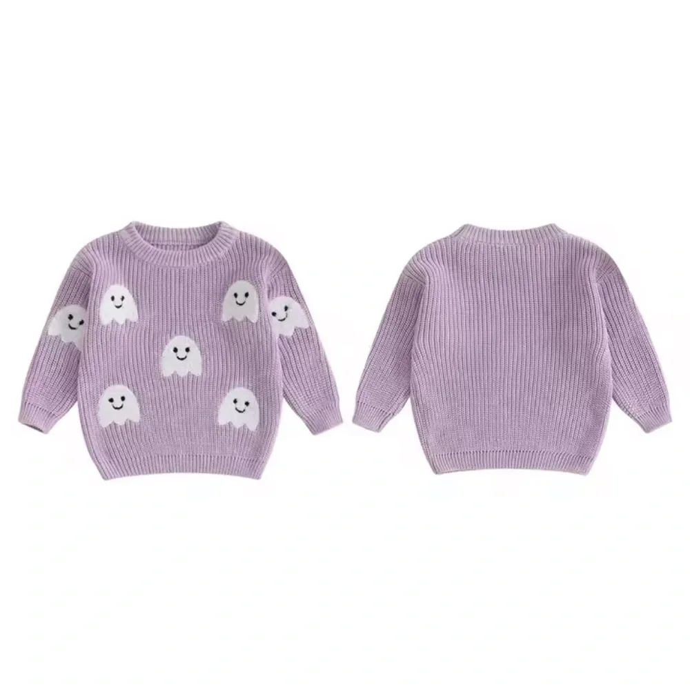 Dreamline Baby Purple Sweater with Ghost Design Halloween Fall - Picture 3 of 4